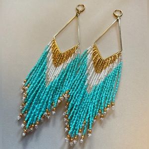 Custom Made one-of-a-kind Turquoise and 24K Gold Beaded Earrings 💫